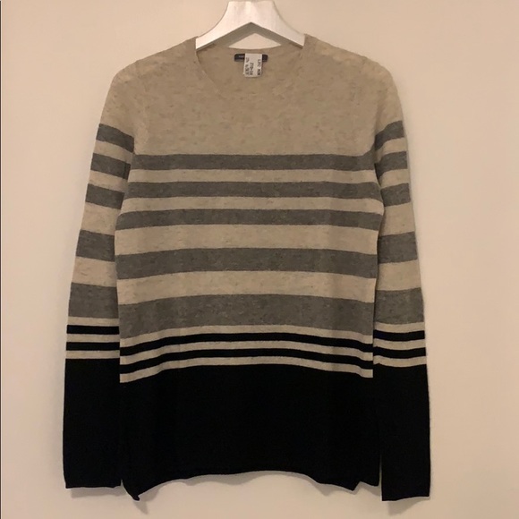 Vince Striped Cashmere Crewneck Sweater Small - Picture 2 of 5